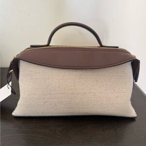 Zara Canvas and Brown Leather Top-Handle/Crossbody Bag New/tags